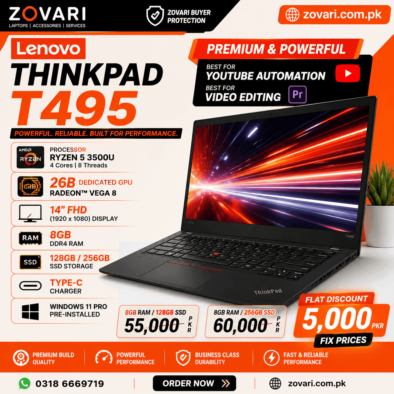 Lenovo thinkpad T495 ryzen 5 3500u 2gb dedicated gpu | Type c charger