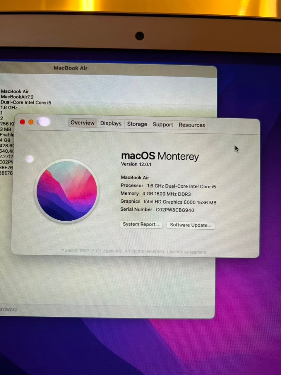 MacBook Air 2015 4gb memory 128 ssd intel hd graphic 6000 Lcd 13 inch
