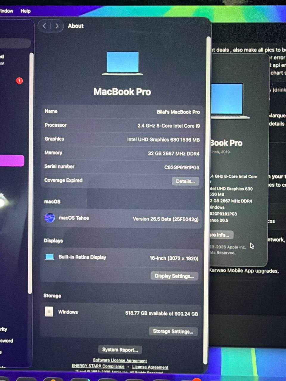 MACBOOK PRO 2019 CORE I9