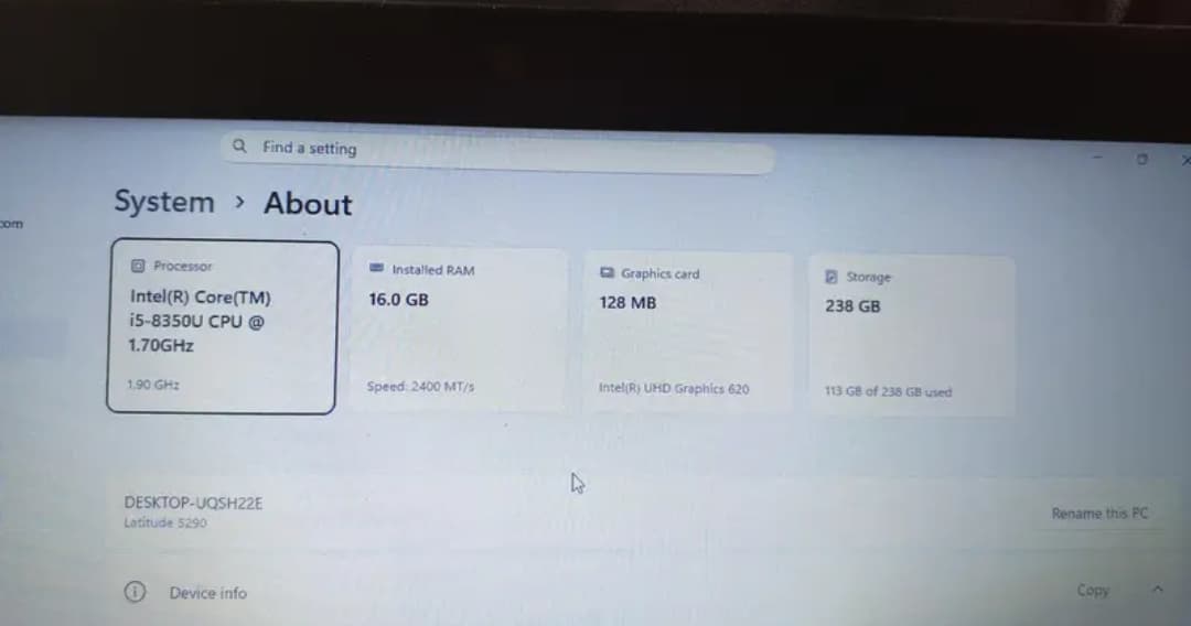 DELL LATITUDE 5290 CORE I5 8TH GEN